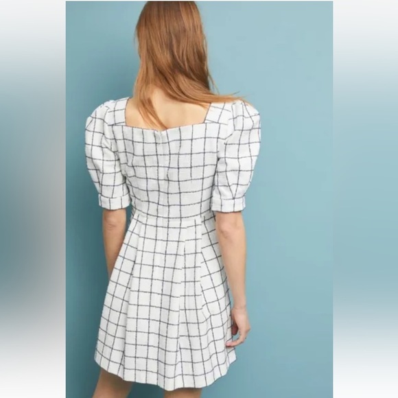 Nwot Gal Meets Glam Dawn Dress Size 4P Windowpane White Black Pockets - Picture 5 of 9